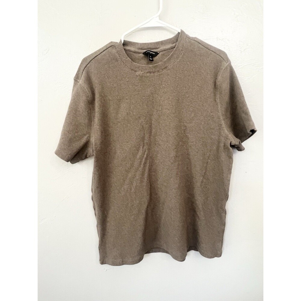 Banana Republic Men’s L Mini Rib Slim T-Shirt Mocha Latte Brown Crewneck Shirt